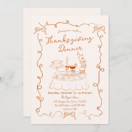 Hand getrokken grillige eettafel Thanksgiving Kaart