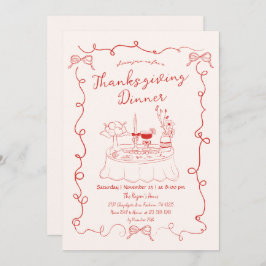 Hand getrokken grillige eettafel Thanksgiving Kaart
