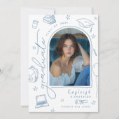 Hand getrokken grillige foto Afstuderen aankondigi Aankondiging (Voorkant)