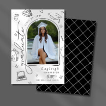 Hand getrokken grillige foto Afstuderen aankondigi