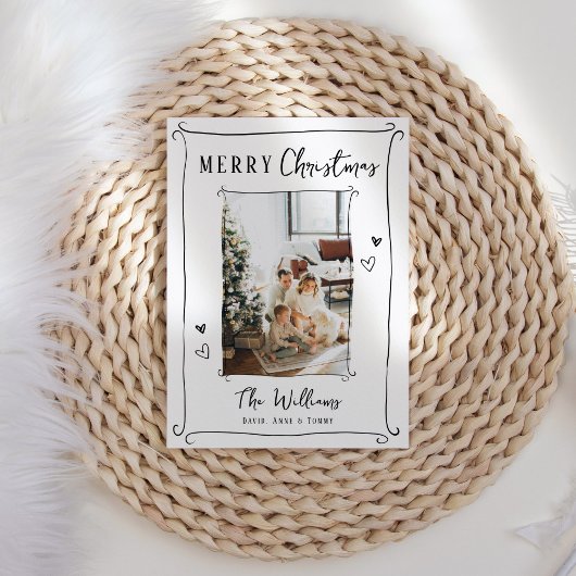 Hand getrokken grillige foto kerst feestdagenkaart