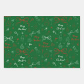 Hand getrokken grillige Franse Coquette Bow Kerstm Inpakpapier Vel (Voorkant 3)