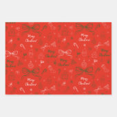 Hand getrokken grillige Franse Coquette Bow Kerstm Inpakpapier Vel (Voorkant 2)