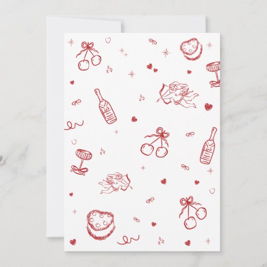 Hand getrokken grillige Galentine's Party uitnodig Kaart (Achterkant)