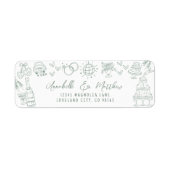 Hand getrokken grillige groene bruiloft retour adr etiket (Voorkant)