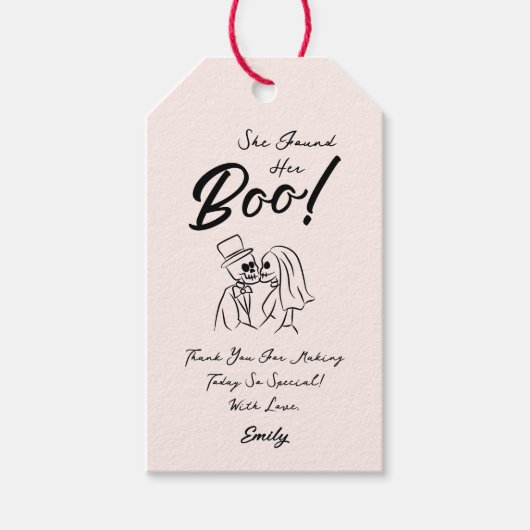 Hand getrokken grillige Halloween bruiloft Cadeaulabel (Voorkant)