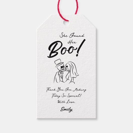 Hand getrokken grillige Halloween bruiloft Cadeaulabel (Voorkant)