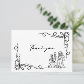 Hand getrokken grillige Halloween Vrijgezellenfees Bedankkaart (Staand voorkant)