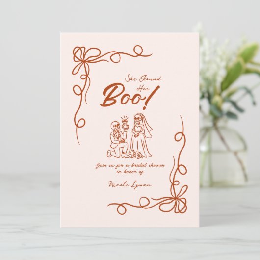 Hand getrokken grillige Halloween Vrijgezellenfees Kaart (Staand voorkant)