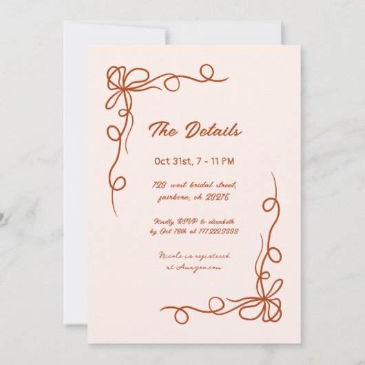 Hand getrokken grillige Halloween Vrijgezellenfees Kaart (Achterkant)