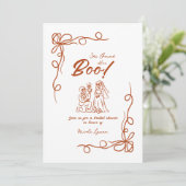 Hand getrokken grillige Halloween Vrijgezellenfees Kaart (Staand voorkant)