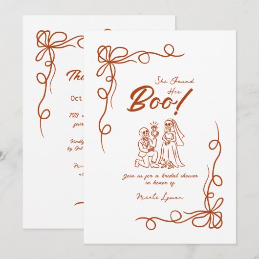 Hand getrokken grillige Halloween Vrijgezellenfees Kaart (Voorkant / Achterkant)