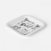 Hand getrokken grillige Halloween Vrijgezellenfees Papieren Bordje (Gebogen)