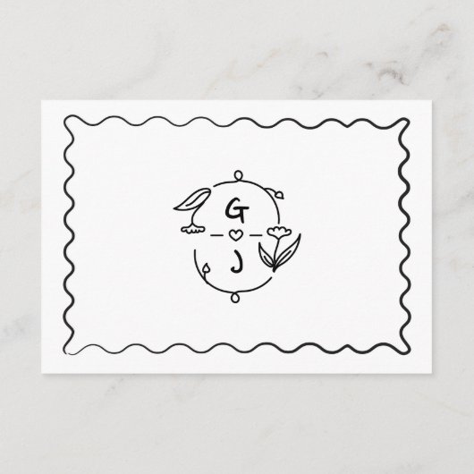 Hand getrokken grillige handgeschreven bruiloft de informatiekaartje (Achterkant)