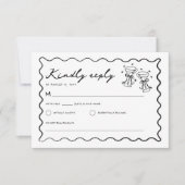 Hand getrokken grillige handgeschreven bruiloft RSVP kaartje (Voorkant)