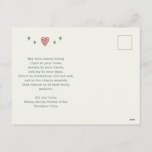 Hand getrokken grillige kerst boog Doodle foto Feestdagenkaart (Achterkant)