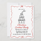 Hand getrokken grillige kerst cocktail party kaart (Voorkant)