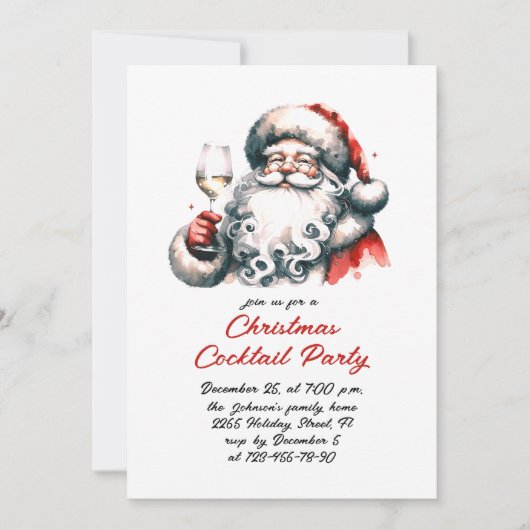 Hand getrokken grillige kerst cocktail party kaart (Voorkant)