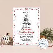 Hand getrokken grillige kerst cocktail party kaart