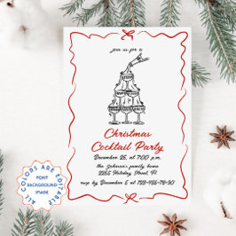 Hand getrokken grillige kerst cocktail party kaart