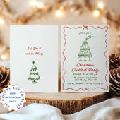 Hand getrokken grillige kerst cocktail party kaart