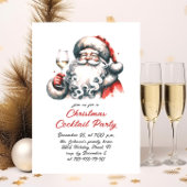 Hand getrokken grillige kerst cocktail party kaart