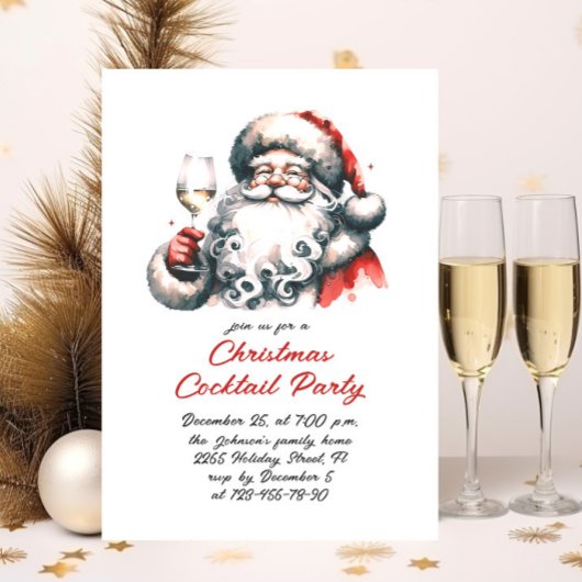 Hand getrokken grillige kerst cocktail party kaart