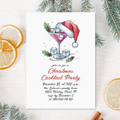 Hand getrokken grillige kerst cocktail party kaart