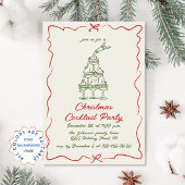 Hand getrokken grillige kerst cocktail party kaart