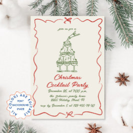 Hand getrokken grillige kerst cocktail party kaart