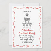 Hand getrokken grillige kerst cocktail party kaart (Voorkant)