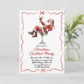 Hand getrokken grillige kerst cocktail party kaart (Staand voorkant)