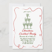 Hand getrokken grillige kerst cocktail party kaart (Voorkant)