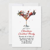 Hand getrokken grillige kerst cocktail party kaart (Voorkant)