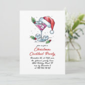 Hand getrokken grillige kerst cocktail party kaart (Staand voorkant)