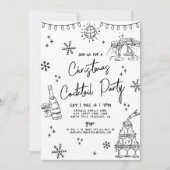 Hand getrokken grillige kerst cocktail party kaart (Voorkant)