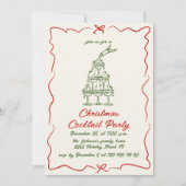 Hand getrokken grillige kerst cocktail party kaart (Voorkant)