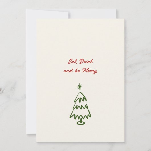 Hand getrokken grillige kerst cocktail party kaart (Achterkant)
