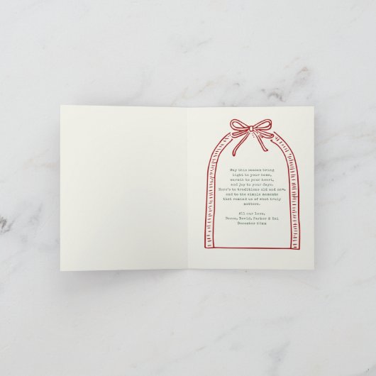 Hand getrokken grillige kerst truck 4 foto feestdagen kaart (Binnen)