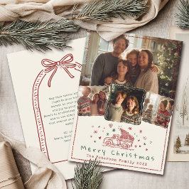 Hand getrokken grillige kerst truck 4 foto feestdagenkaart