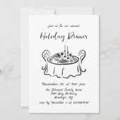 Hand getrokken grillige kerst vakantie diner Invi Kaart (Voorkant)