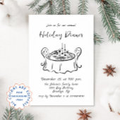 Hand getrokken grillige kerst vakantie diner Invi Kaart