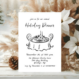 Hand getrokken grillige kerst vakantie diner Invi Kaart