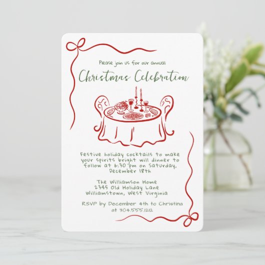 Hand getrokken grillige kerstfeest kaart (Staand voorkant)