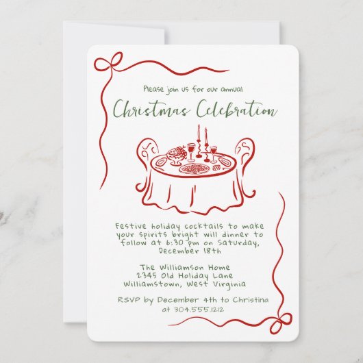 Hand getrokken grillige kerstfeest kaart (Voorkant)