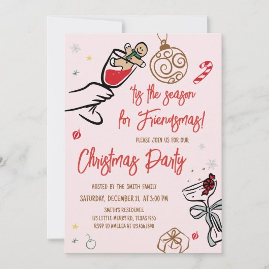 Hand getrokken grillige kerstfeest kaart (Voorkant)