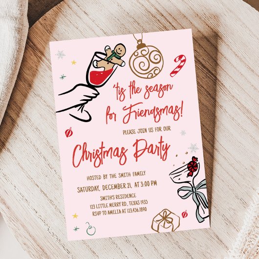 Hand getrokken grillige kerstfeest kaart