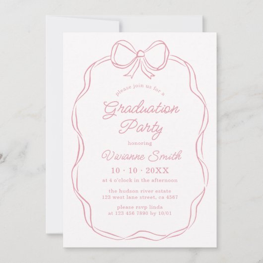 Hand getrokken grillige lint afstudeerfeest kaart (Voorkant)