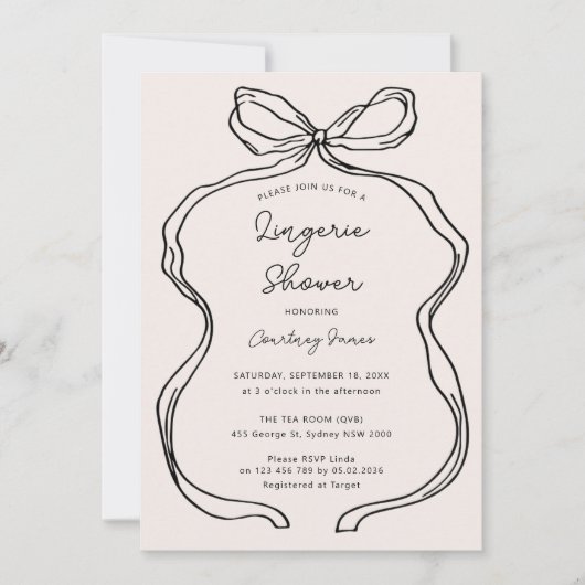 Hand getrokken grillige lint Border lingerie douch Kaart (Voorkant)