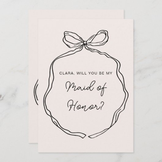 Hand getrokken grillige lint bruidsmeisje kaart (Voorkant / Achterkant)
